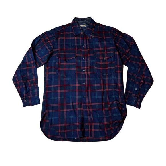 Vintage 80s Pendleton Virgin Wool Plaid Shirt 15.5 Medium - Picture 1 of 7